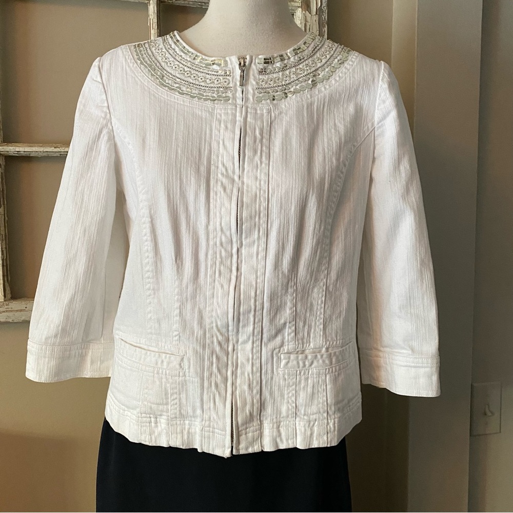 JM Collection jacket embellished with sequins and beads